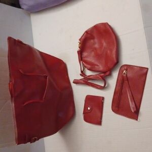 4/$60 New Red Tote Bag With Accessories